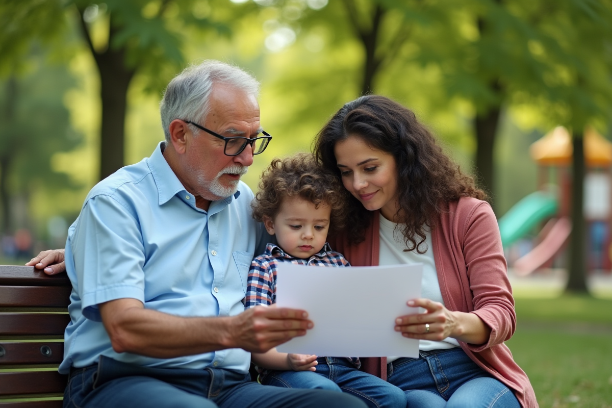 Famille en plein air discute d