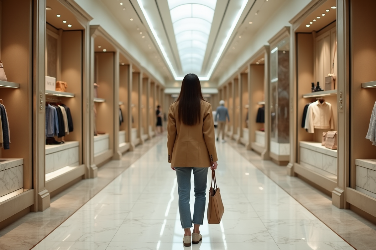 Jeune femme regardant les rayons vides d