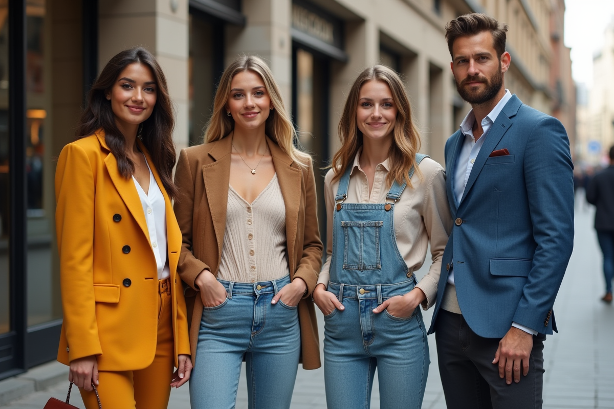 Groupe de jeunes adultes en mode urbaine tendance