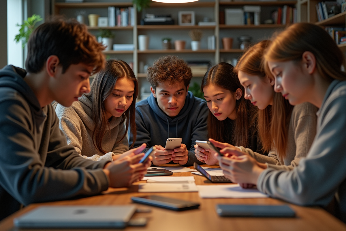 Groupe de jeunes autour d