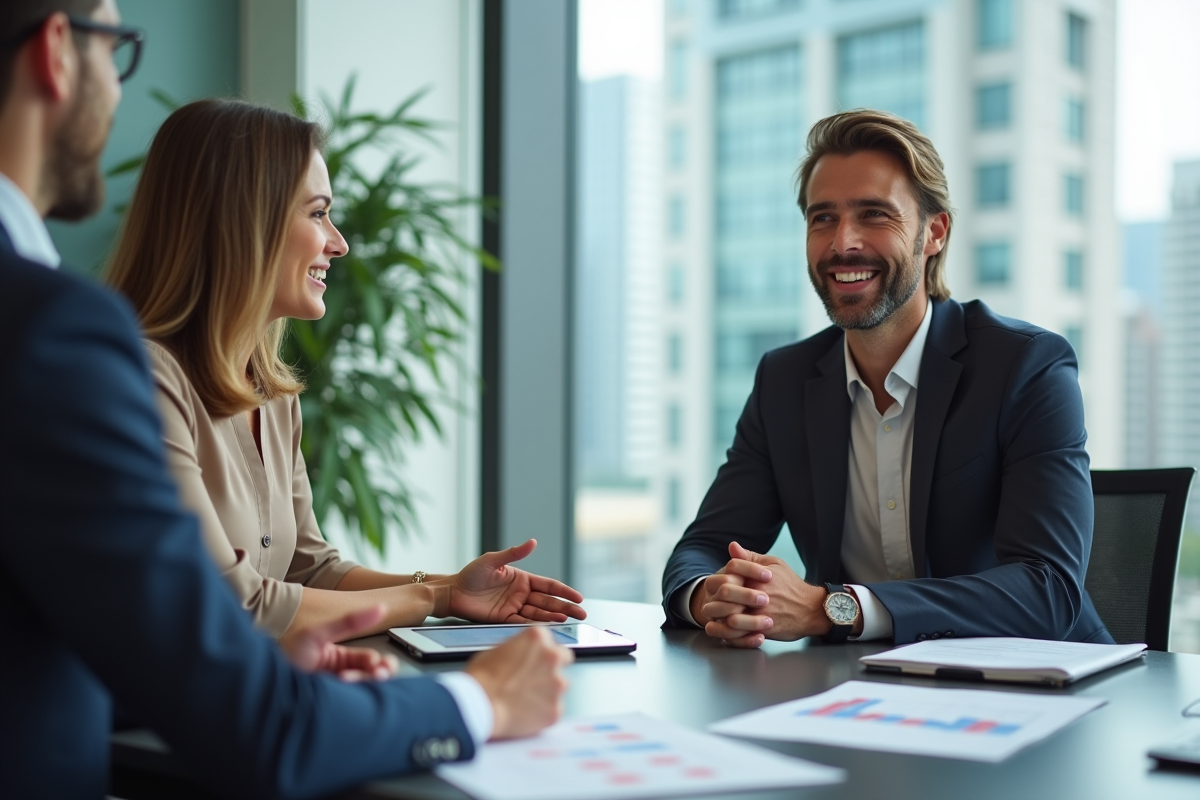 Femme professionnelle discutant avec conseiller financier
