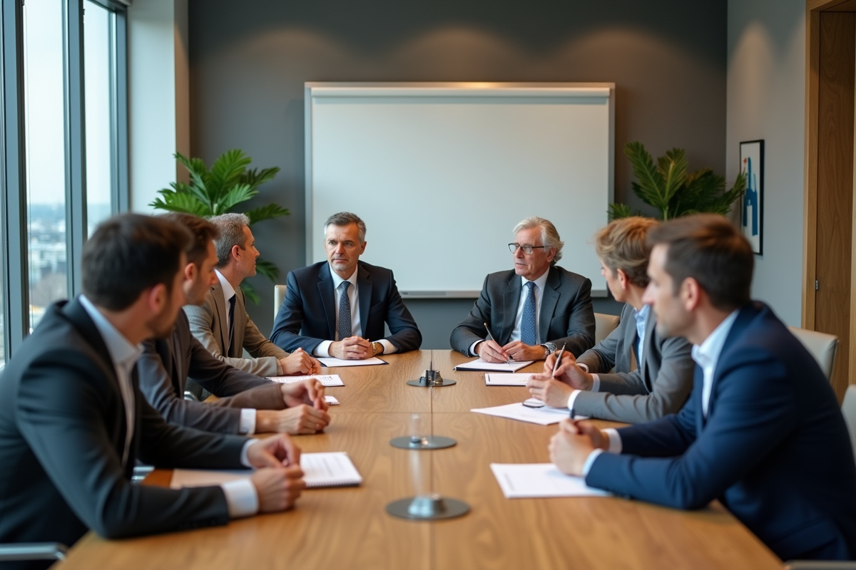 Groupe diversifié en réunion d